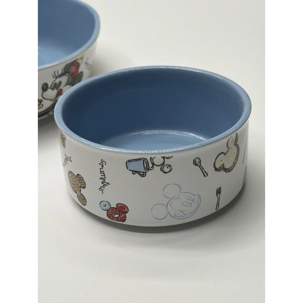Disney Store Mickey & Friends Ceramic Chip and Dip Set Blue White‎ Snack Platter